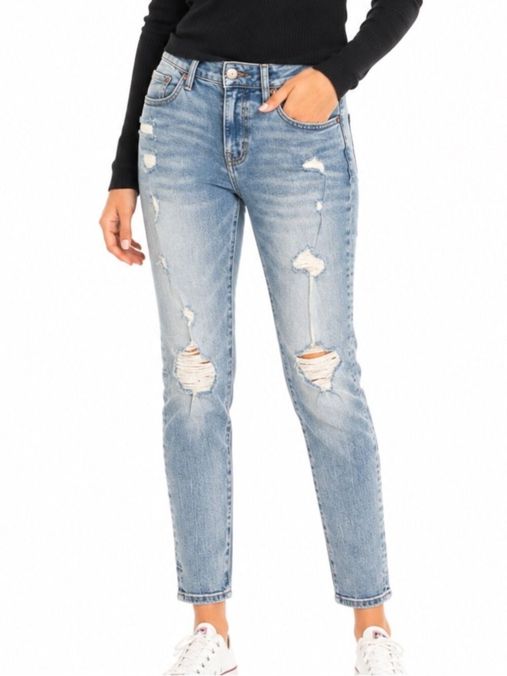 American Eagle Faded Distressed Ripped Skinny High Rise Next Level Flex Jeans